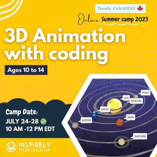 3D Animation with Coding | Online Summer Camp 2023 | Children ages 10 to 14 years