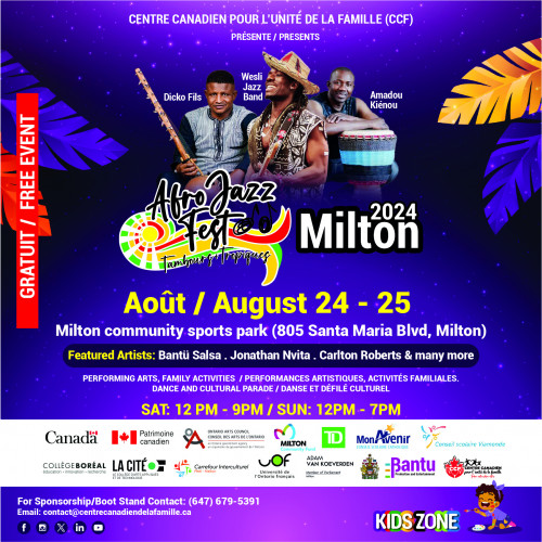  AfroJazz Fest - Aug. 2025 in Milton - Festivals, Events & Shows in GREATER TORONTO AREA Summer Fun Guide