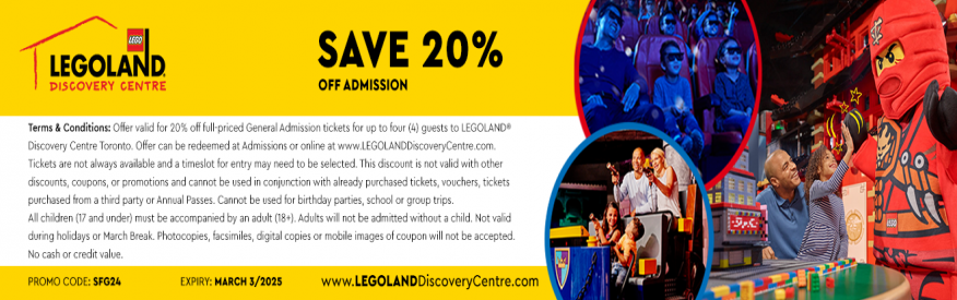 LEGOLAND Discovery Centre Coupon - 20% off